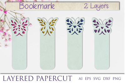 Papercut bookmarks with butterfly svg