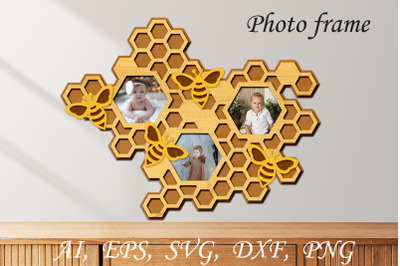 Honeycomb photo frame, Layered laser cut files