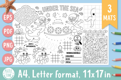 Under the sea coloring activity placemats