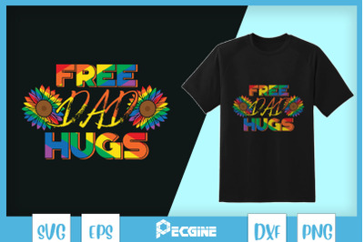 Free Dad Hug Rainbow Sunflower LGBT