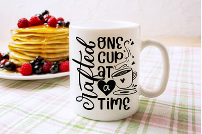 Crafted One Cup At A Time | Coffee Mug Design SVG Cut File