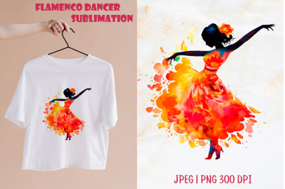 Women dancing flamenco silhouette sublimation