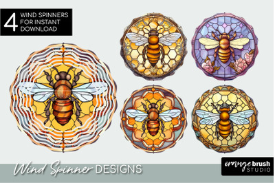 Honey Bee Stained Glass Wind Spinner Sublimation Bundle