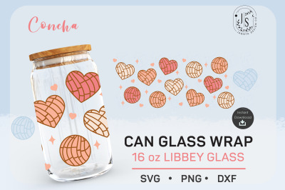 Concha svg, Mexican Conchas svg, Can Glass Full Wrap 16oz