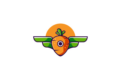 Carrot with wings or drone carrot logo template