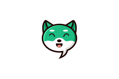 Chat logo in cat head shape vector template