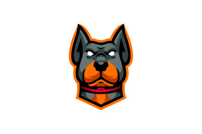 Doberman Dog face head logo template