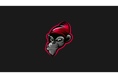 Smart gorilla monkey head logo template