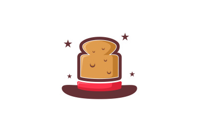 Bread in magic hat shape logo template