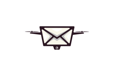 Message through drone or air mail logo template