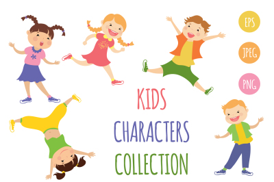 Collection cartoon kids characters