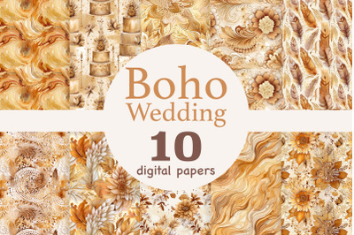 Boho Wedding Digital Paper | Flowers Printable Paper Set