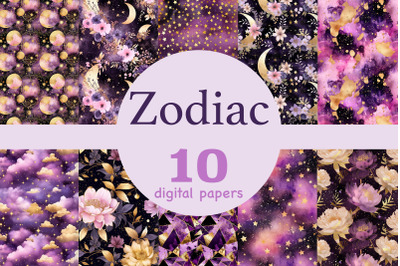 Zodiac Seamless Pattern | Galaxy Background