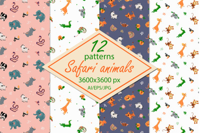 Safari animals- digital paper/seamless patterns