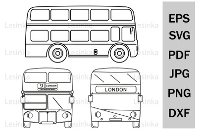 SVG London tourist bus, monogram, file for cutting, template