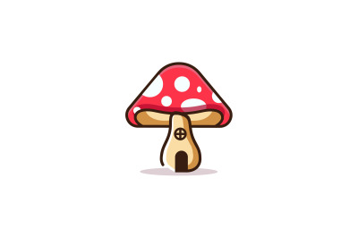 Mushroom house design logo template