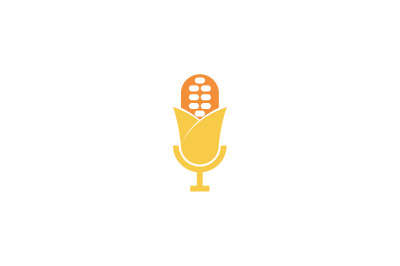 Podcast mic in corn shape logo template