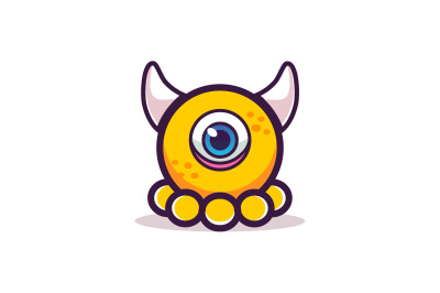 One eye monster logo template