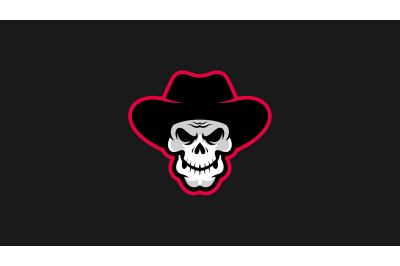 Cowboy skull head with hat logo template