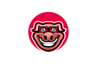 Smiling pig head logo template