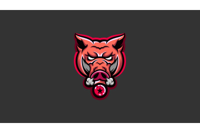 Wild Angry Pig head logo template