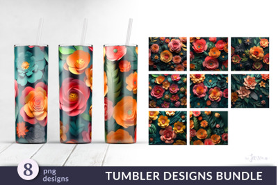 3D Paper Flowers Sublimation Tumbler Wrap Bundle