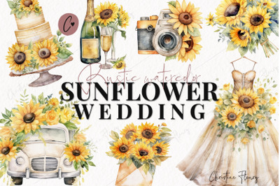 Rustic Watercolor Sunflower Wedding