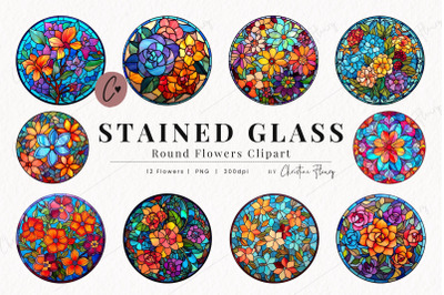 Round Flower Stained Glass Clipart