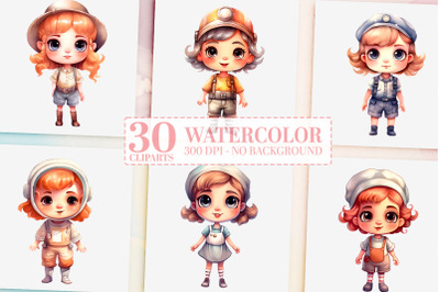 Chibi Dolls Dream Jobs Clipart - 30 Cute Girls