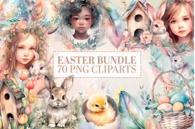 Easter Watercolor MEGA Bundle: Bunny, Chicks, Birdhouse