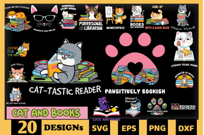 Cat and Books Bundle SVG 20 designs
