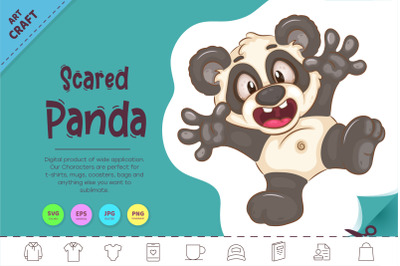 Scared artoon Panda. Clipart.