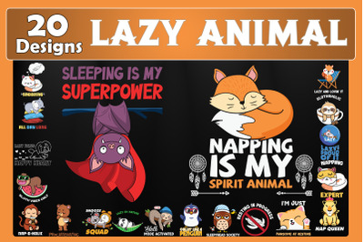 Lazy Animal Bundle SVG 20 designs