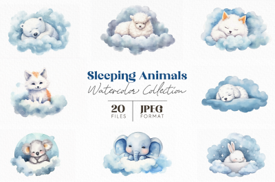 Sleeping Animals Watercolor Collection