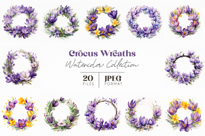 Crocus Wreaths Watercolor Collection