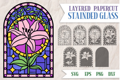 Lily Stained Glass Papercut SVG