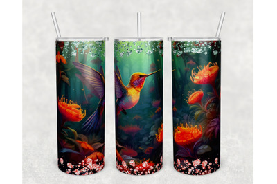 Hummingbird Tumbler Wrap, 20 Oz Skinny Tumbler Sublimation Design, PNG