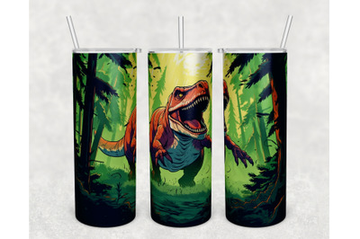 T-Rex Tumbler Wrap, 20oz Skinny Tumbler Sublimation Design