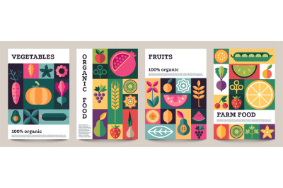 Organic food geometric poster. Minimal abstract layout of nature organ