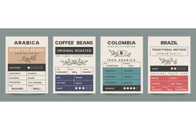 Coffee label. Packaging banner with minimalist arabica stamp&2C; simple b