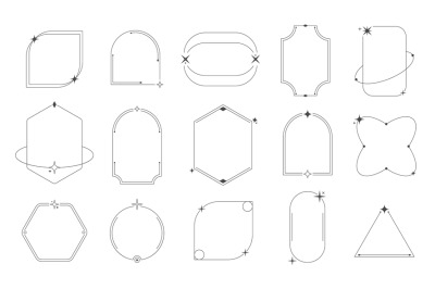 Minimal line frames. Simple geometric outline borders, minimal decorat