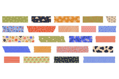 Washi tape. Japanese paper tape with decorative pattern, cute japanese