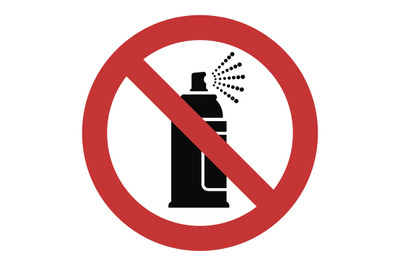 Spray prohibited sign. No spray tabu symbol with flat style, no graffi