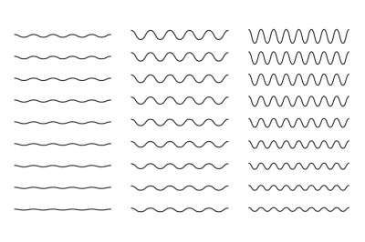 Line horizontal water wave. Wavy sinusoidal outline horizontal divider