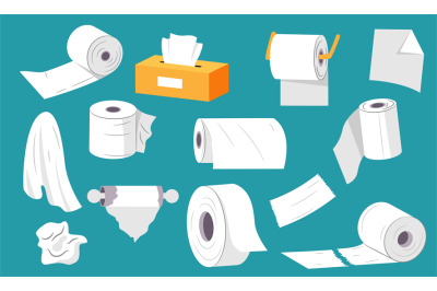 Paper towel set. White paper napkin roll for bathroom, toilet paper sh