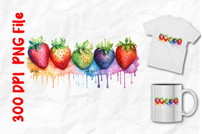 Watercolor Rainbow Strawberries