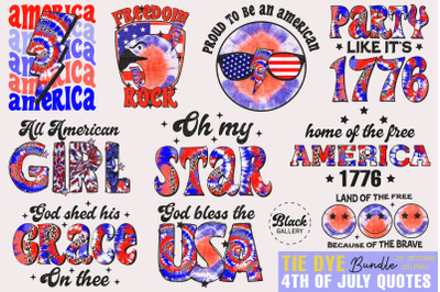 Tie Dye 4th of July PNG Sublimation Bundle