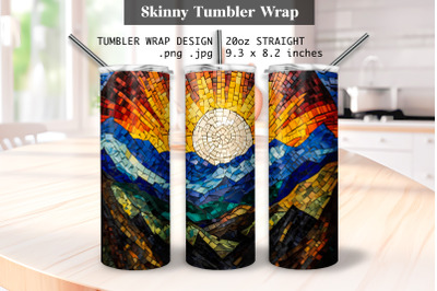 Stained Glass Mountain Silhouette 20oz Tumbler Wrap Design