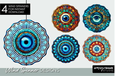 Evil Eye Stained Glass Wind Spinner Sublimation Bundle