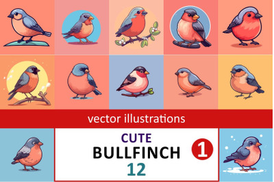 Bird bullfinch cartoon character